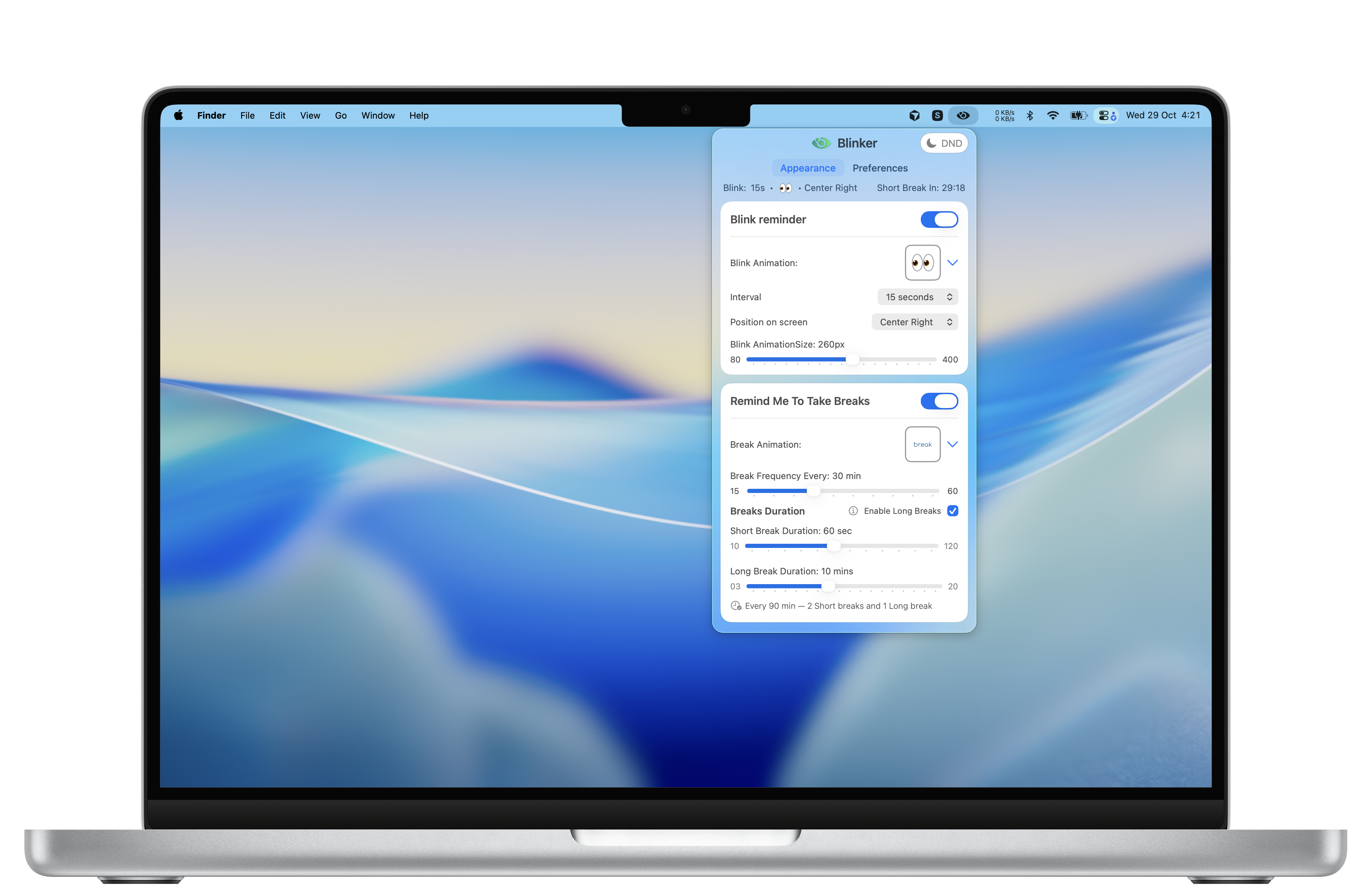 Blink Reminder feature